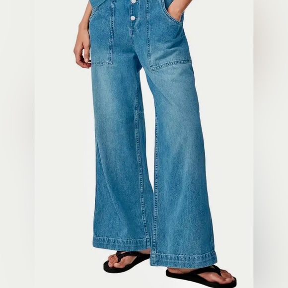 NWOT Denim Jumper Wide Legs And Button Front Sz XL - Picture 4 of 11